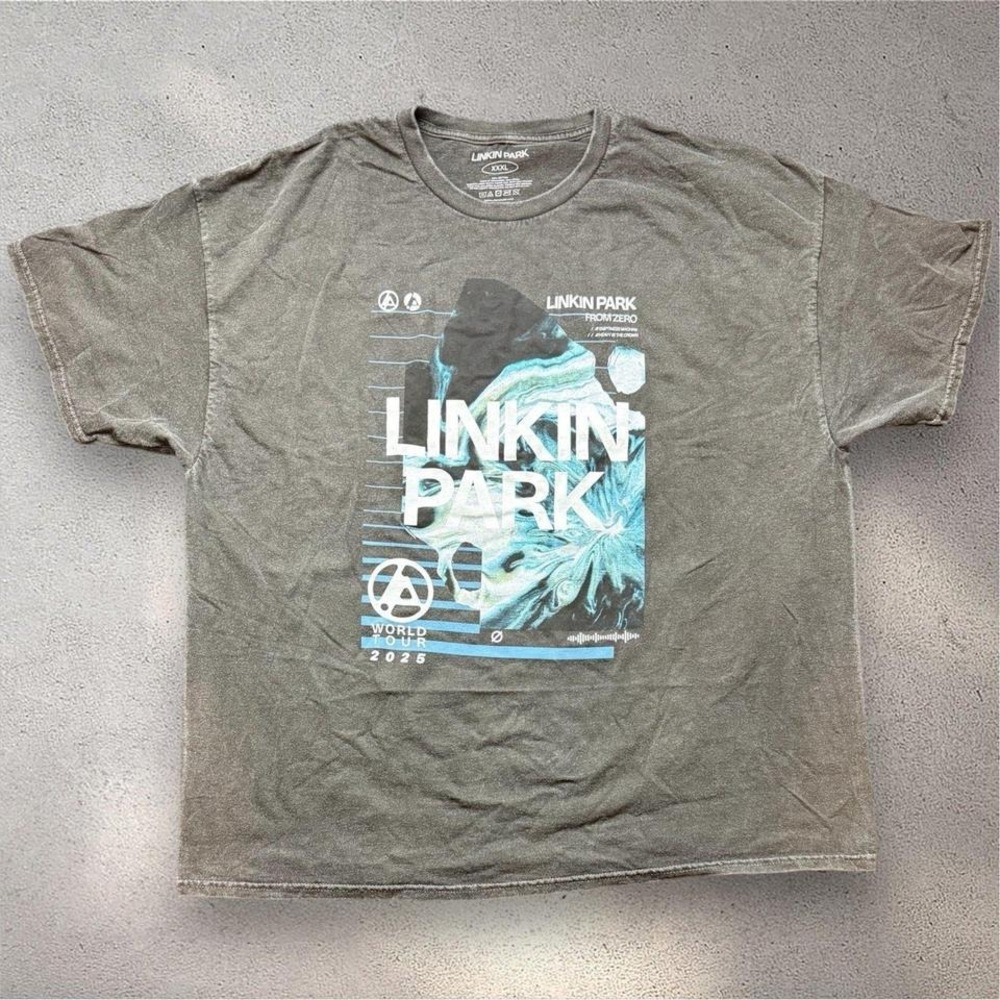 Linkin Park From Zero World Tour 2025 Graphic T-Shirt Charcoal Gray XXXL 3XL